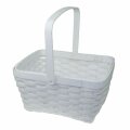 KOŠARA PLETENA BIJELA S DRŠKOM - 28x24x15//31 CM