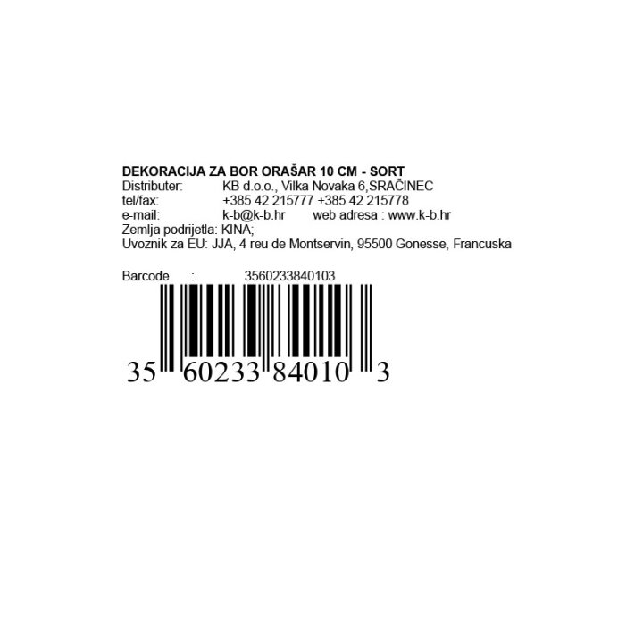 DEKORACIJA ZA BOR ORAŠAR 10 CM - SORT