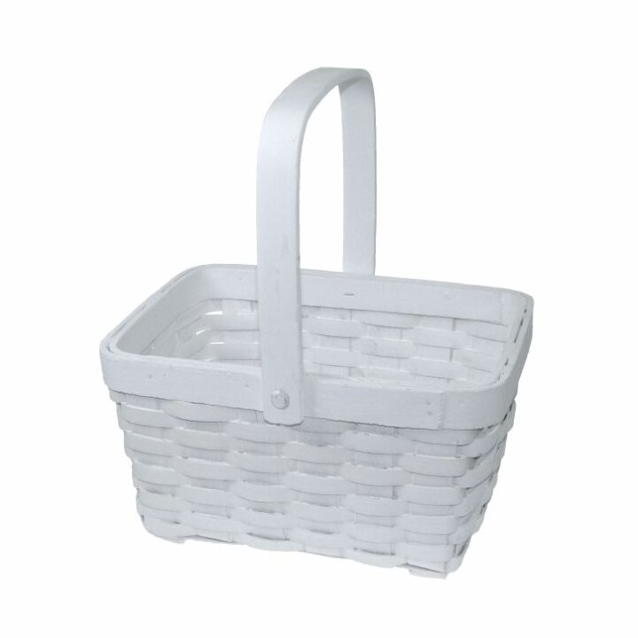 KOŠARA PLETENA BIJELA S DRŠKOM - 22,5x17x12,5/27 CM