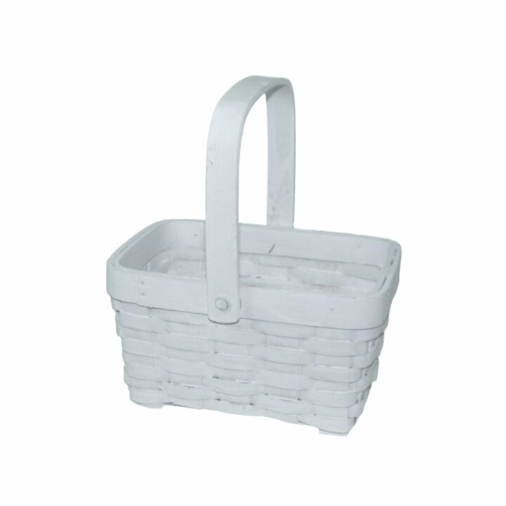 KOŠARA PLETENA BIJELA S DRŠKOM - 18,5x13x10,5/22,5 CM