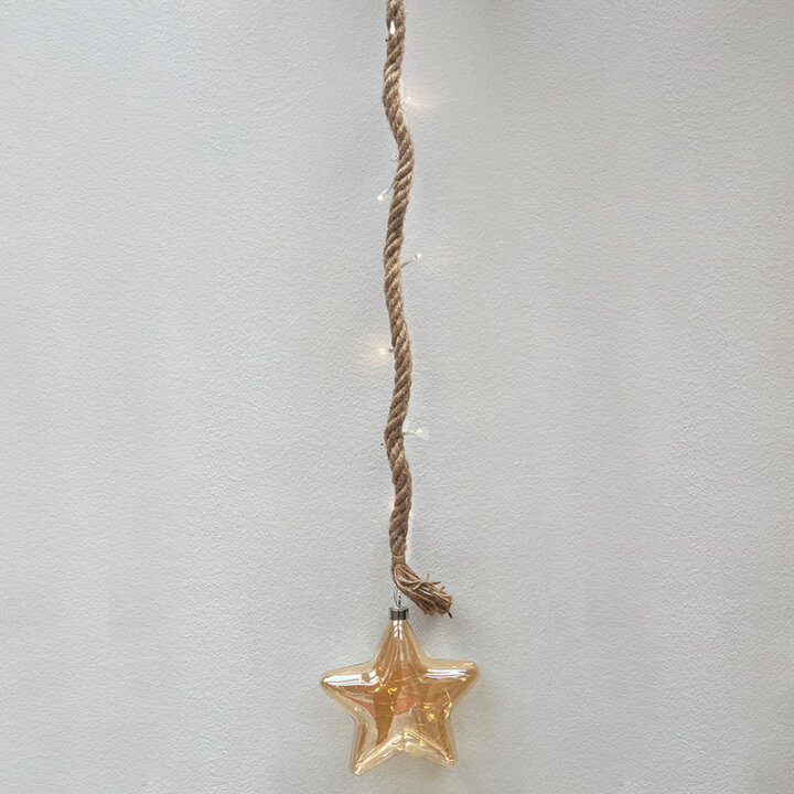ZVIJEZDA DEKORATIVNA 18 cm S LED ŽARULJICAMA NA BATERIJE I ŠPAGOM 1 m