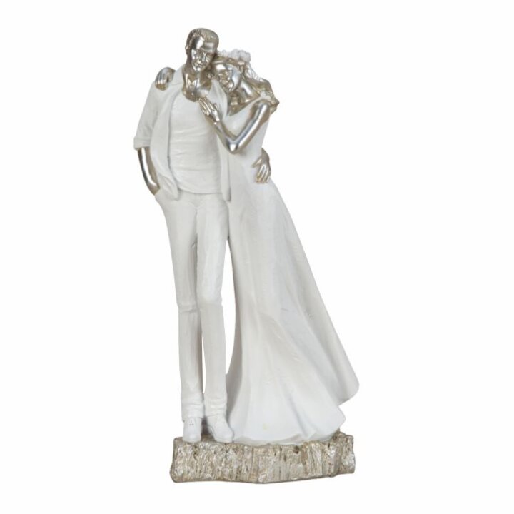 FIGURA ZALJUBLJENI PAR BIJELO-SREBRNI 27x12 cm