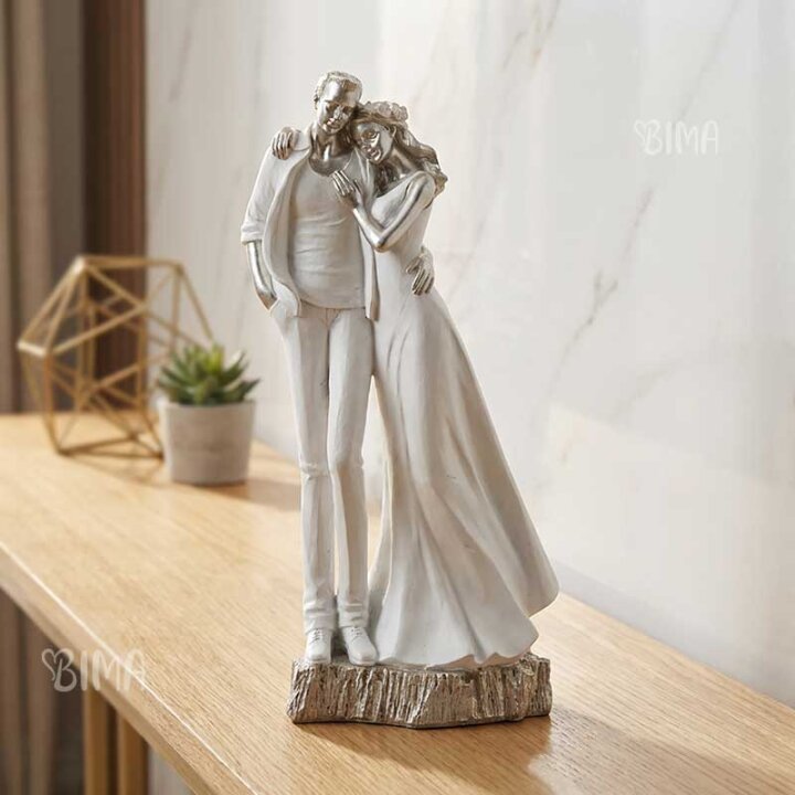 FIGURA ZALJUBLJENI PAR BIJELO-SREBRNI 27x12 cm