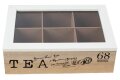 KUTIJA ZA ČAJ DRVENA S 6 PRETINACA I MAGNETOM 24x18x6 cm