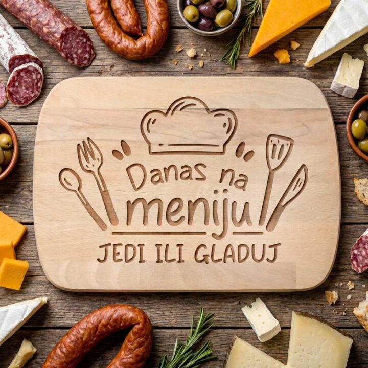 DASKA DRVENA GRAVIRANA  Danas na meniju 28 x 20 cm