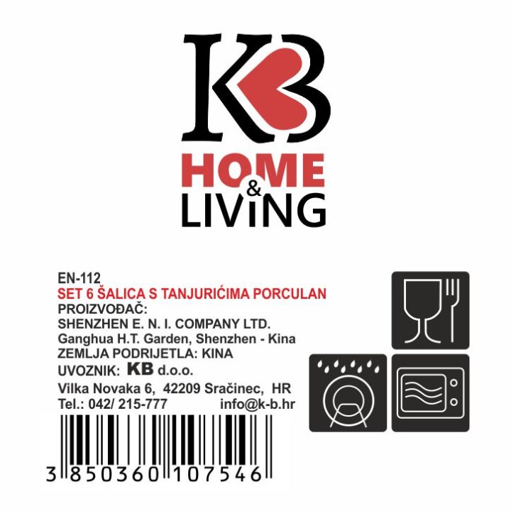 ŠALICE ZA KAVU 6/1 PORCULAN 180 ML - CVJETNI DEKOR S LISTIĆIMA
