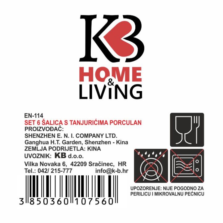 ŠALICE ZA KAVU S TANJURIĆIMA 6/1 PORCULAN 200 mL- CVJETNI DEKOR