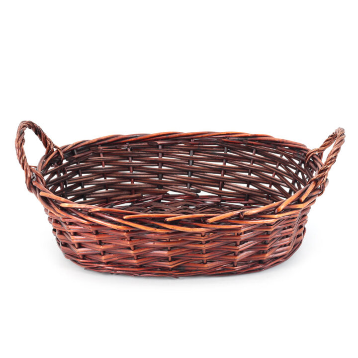 KOŠARICA PLETENA OVALNA SMEĐA S DRŠKAMA 47x34x13 cm
