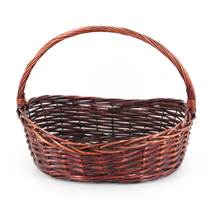 KOŠARA PLETENA SMEĐA S DRŠKOM 50x35x13/17cm
