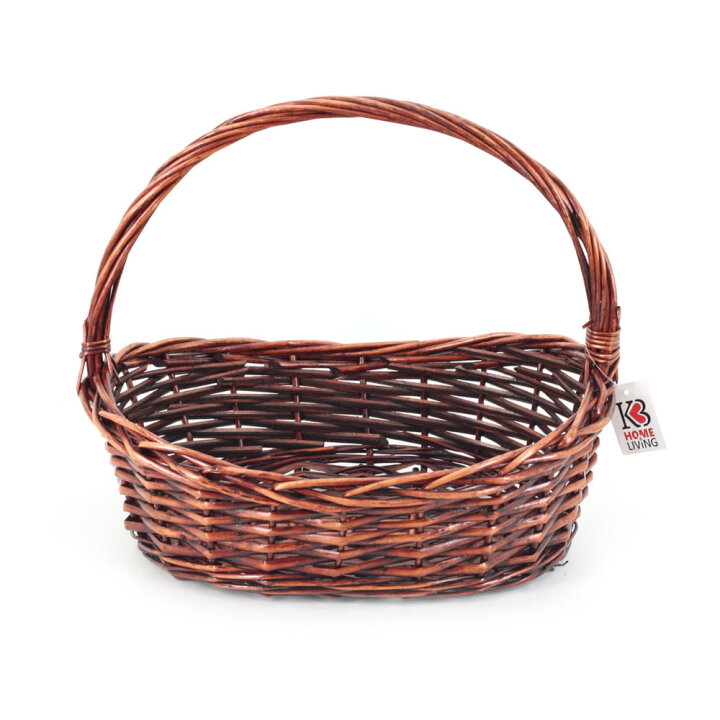 KOŠARA PLETENA SMEĐA S DRŠKOM 35x26x10/13 cm