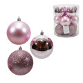 KUGLE ZA BOR 8 cm ROZE 12/1 SJAJ / MAT / GLITER U TULJCU