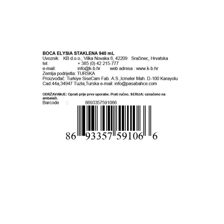 BOCA ELYSIA STAKLENA 940 mL
