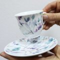 ŠALICE ZA KAVU S TANJURIĆIMA 6/1 PORCULAN 90 mL - CVJETNI AB RAZRED