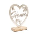 SRCE METALNO SREBRNO HOME NA DRVENOM STALKU 17x14 cm