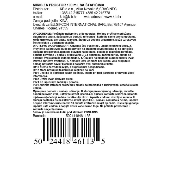 MIRIS ZA PROSTOR 100 mL SA ŠTAPIĆIMA