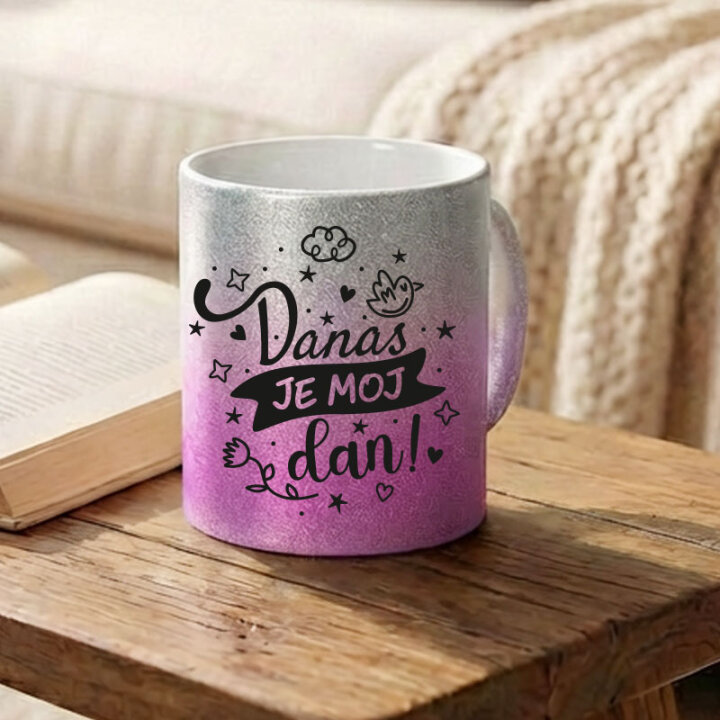 ŠALICA KERAMIČKA S TISKOM U POKLON KUTIJI GLITER - Danas je moj dan