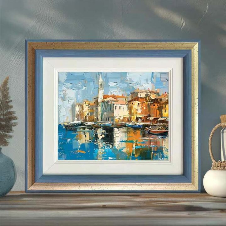 ZIDNA SLIKA UOKVIRENA - GRAD UZ MORE 54x44