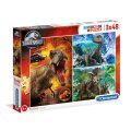 PUZZLE 3x48 DIJELNE JURASSIC WORLD - SUPER COLOR - CLEMENTONI 32x22 CM