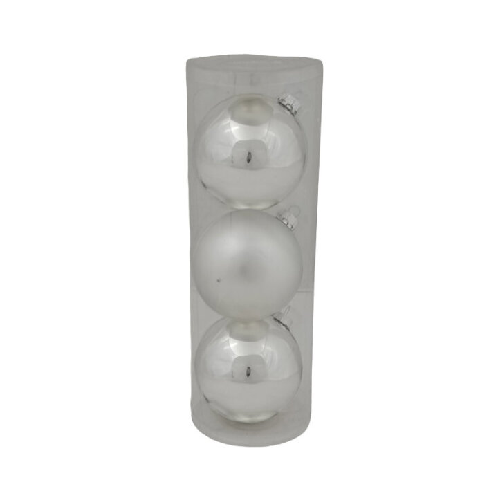 KUGLE ZA BOR 3/1 STAKLENE SREBRNE SJAJ/MAT 10 CM