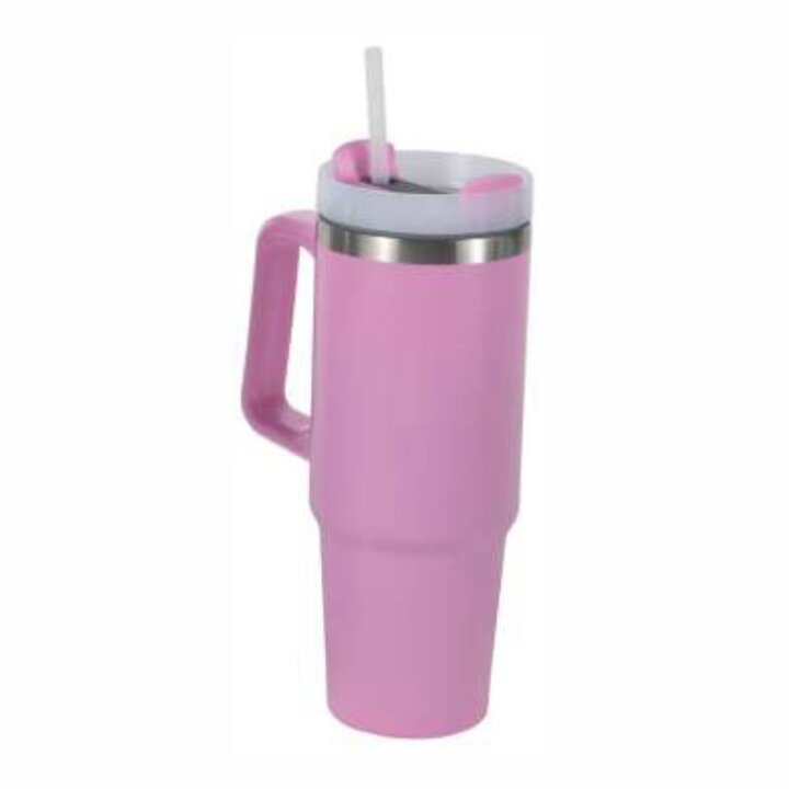 TERMOS ČAŠA SA RUČKOM I SLAMKOM ROZA 800 mL