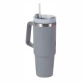 TERMOS ČAŠA SA RUČKOM I SLAMKOM SIVA 800 mL