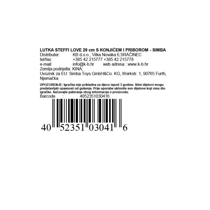 LUTKA STEFFI LOVE 29 cm S KONJIĆEM I PRIBOROM