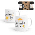 SET ŠALICE KERAMIČKE S TISKOM U POKLON KUTIJI 2/1 BIJELA-Volim te do neba i natr