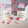 SET ŠALICE KERAMIČKE S TISKOM U POKLON KUTIJI 2/1 BIJELA-Volim te do neba i natr