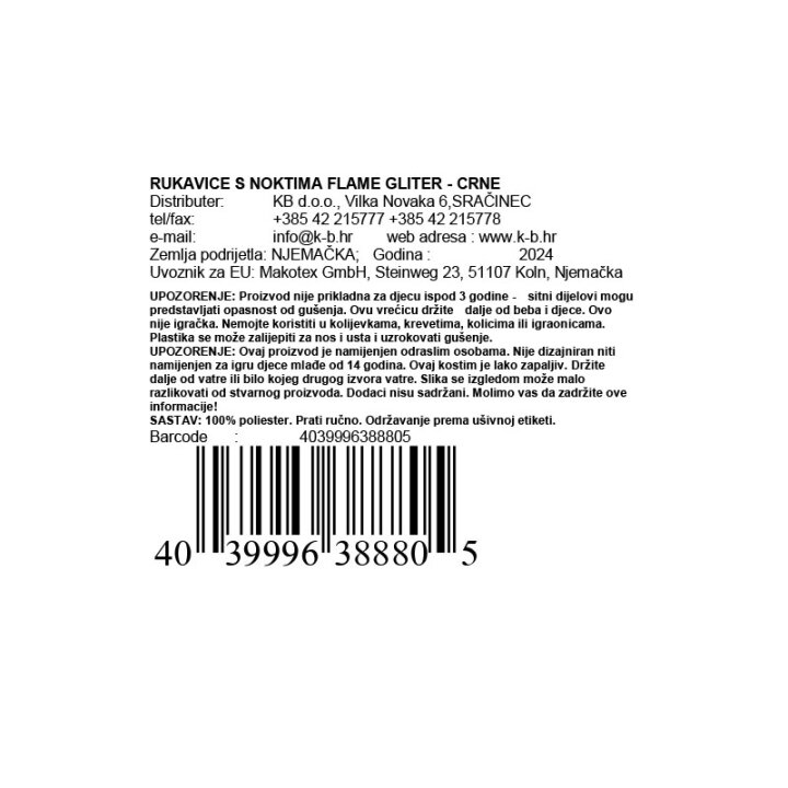 RUKAVICE S NOKTIMA FLAME GLITER - CRNE