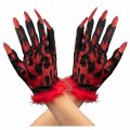 RUKAVICE S NOKTIMA FLAME GLITER - CRVENO-CRNE