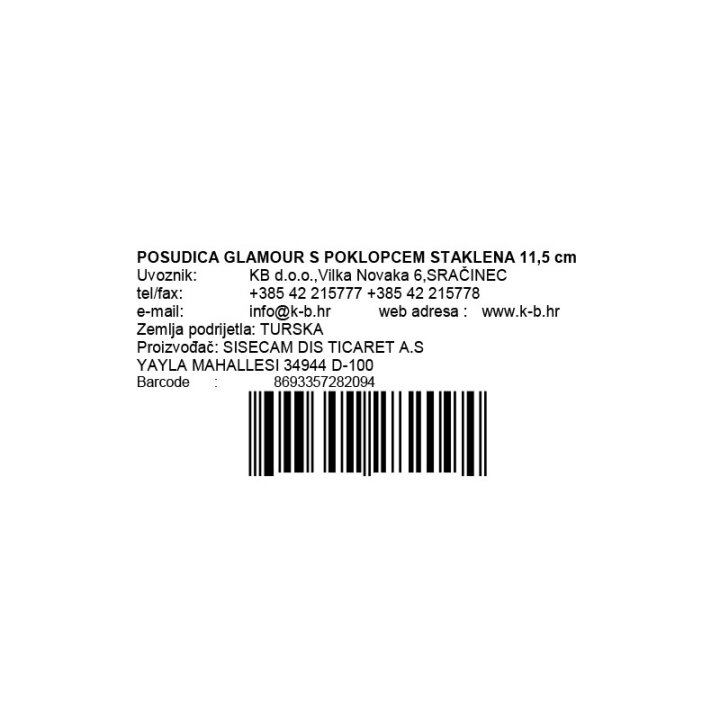 POSUDICA GLAMOUR S POKLOPCEM STAKLENA 11,5 cm