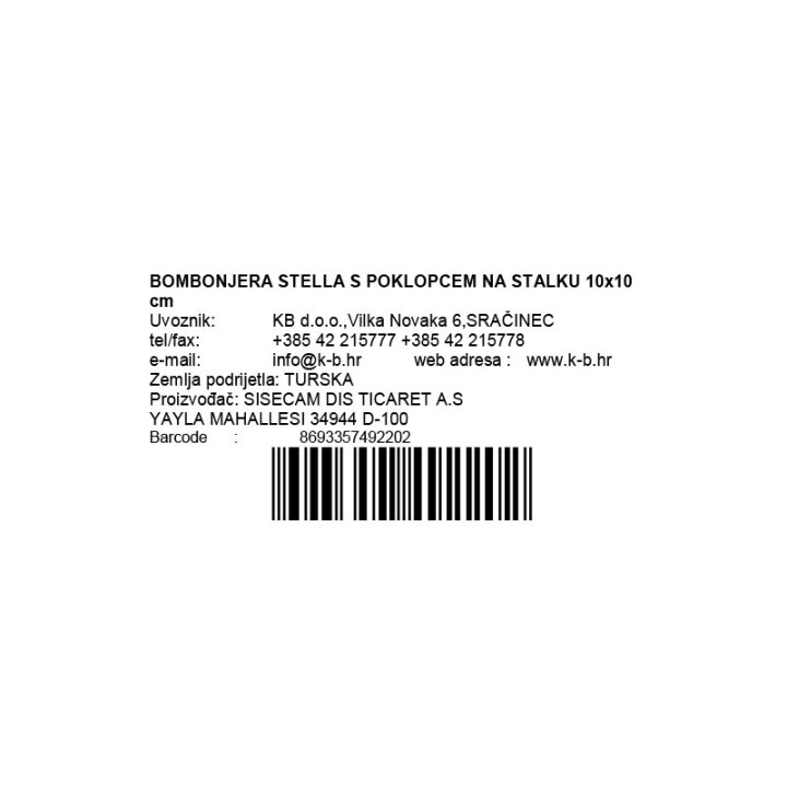 BOMBONJERA STELLA S POKLOPCEM NA STALKU 10x10 cm