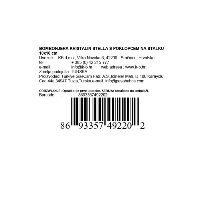BOMBONJERA STELLA S POKLOPCEM NA STALKU 10x10 cm