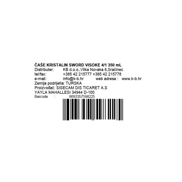 ČAŠE KRISTALIN SWORD VISOKE 4/1 350 mL