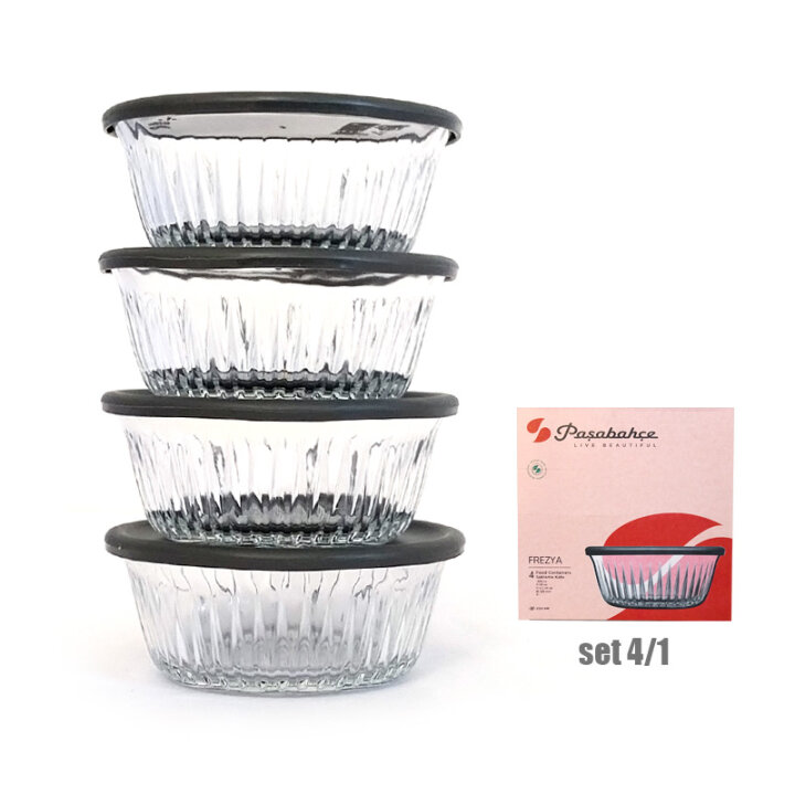 POSUDICE FREZYA STAKLENE S PLASTIČNIM POKLOPCIMA 4/1 330 mL / 12,5 cm
