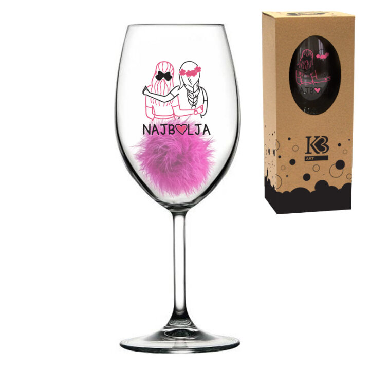 ČAŠA ZA VINO SA POM-POM PRIVJESKOM TISAK 
