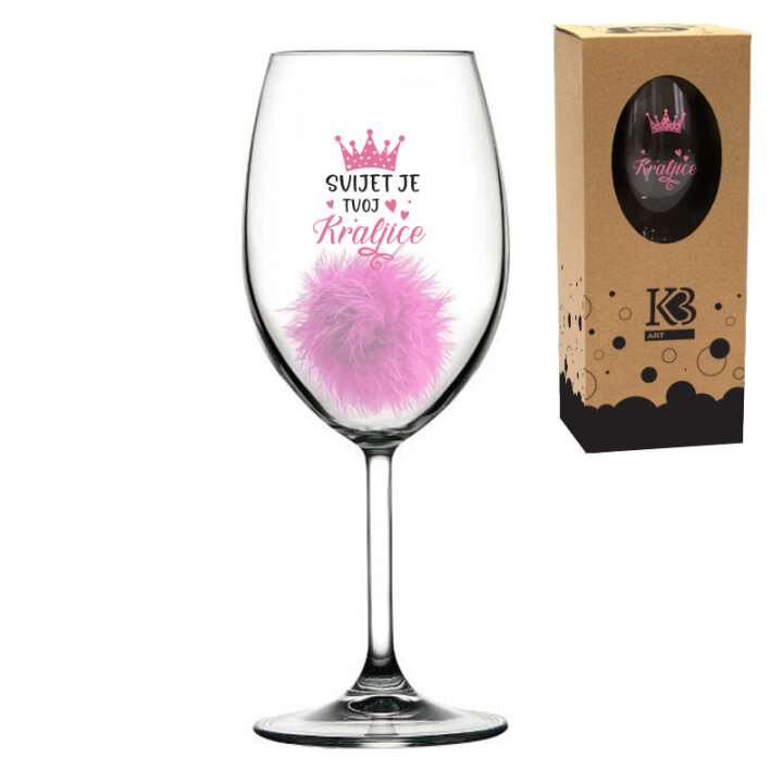 ČAŠA ZA VINO SA POM-POM PRIVJESKOM TISAK 