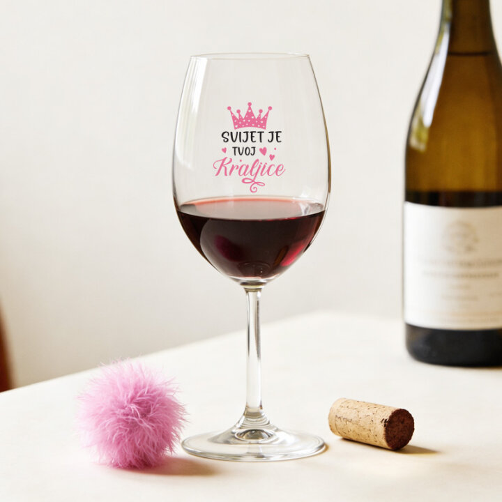 ČAŠA ZA VINO SA POM-POM PRIVJESKOM TISAK 