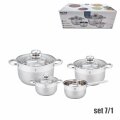 POSUĐE ZA KUHANJE INOX - 7 DIJELNI SET INDUKCIJA 1,8 L/ 2,0 L/ 3,4 L/ 5,4 L - MILAN