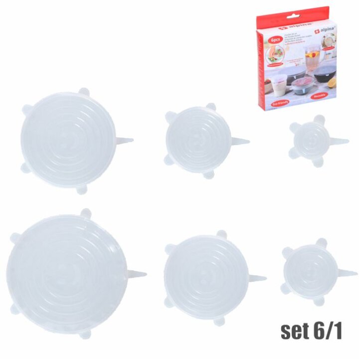 POKLOPCI SILIKONSKI ALPINA SET 6/1 - SORT (20 CM/16 CM/14 CM/11 CM/9 CM/6 CM)