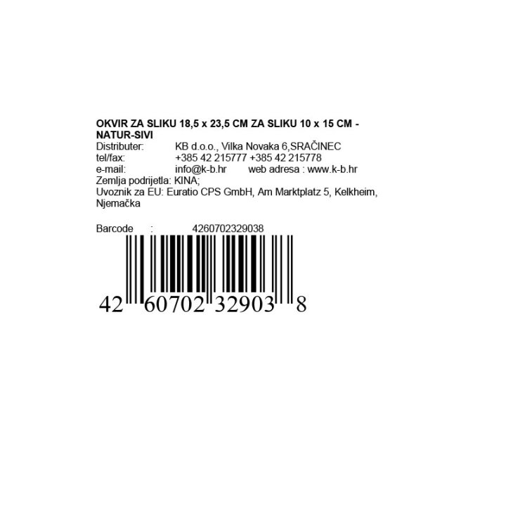 OKVIR ZA SLIKU 18,5 x 23,5 CM ZA SLIKU 10 x 15 CM - NATUR