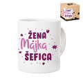 ŠALICA KERAMIČKA S TISKOM BIJELA U POKLON KUTIJI 300 ml - Žena, majka, šefica