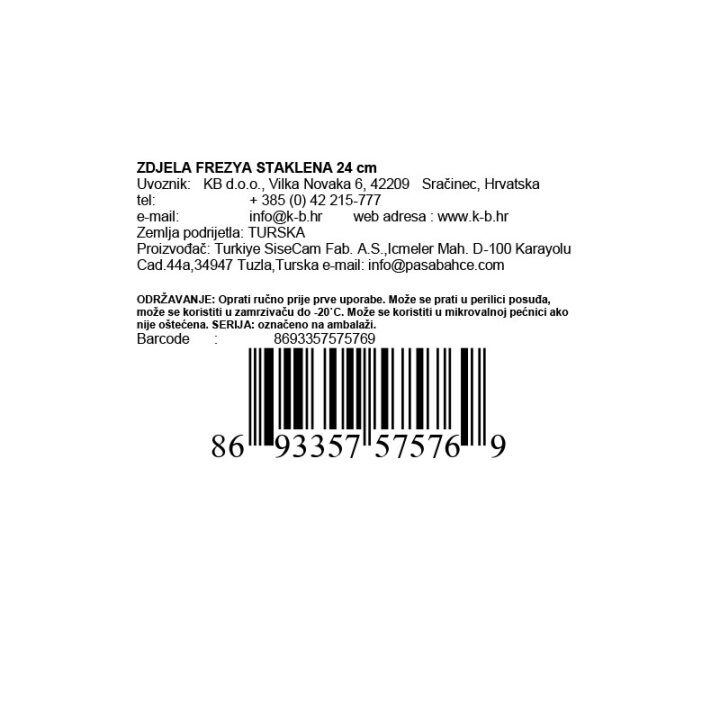 ZDJELA FREZYA STAKLENA 24 cm