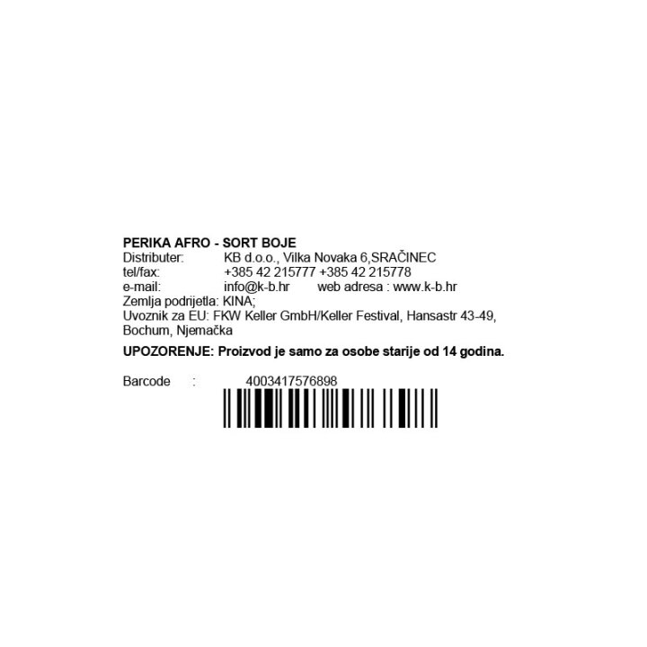 PERIKA AFRO - SORT BOJE