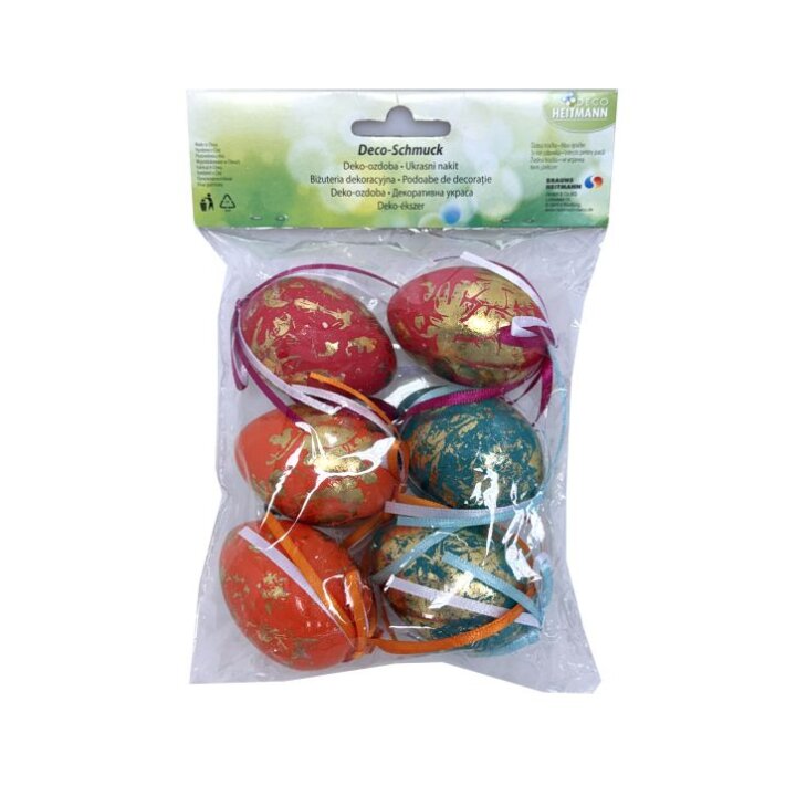 JAJA USKRŠNJA DEKORIRANA 6 cm SET 6/1 U BOJI SA ZLATOM