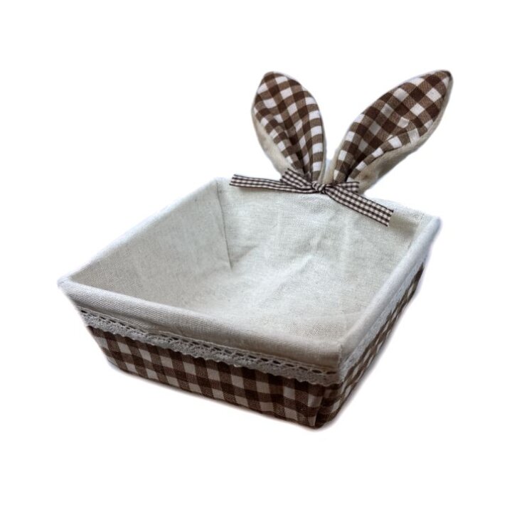 KOŠARICA ČETVRTASTA S PLATNOM I UŠIMA OD ZECA 16x16x6 cm