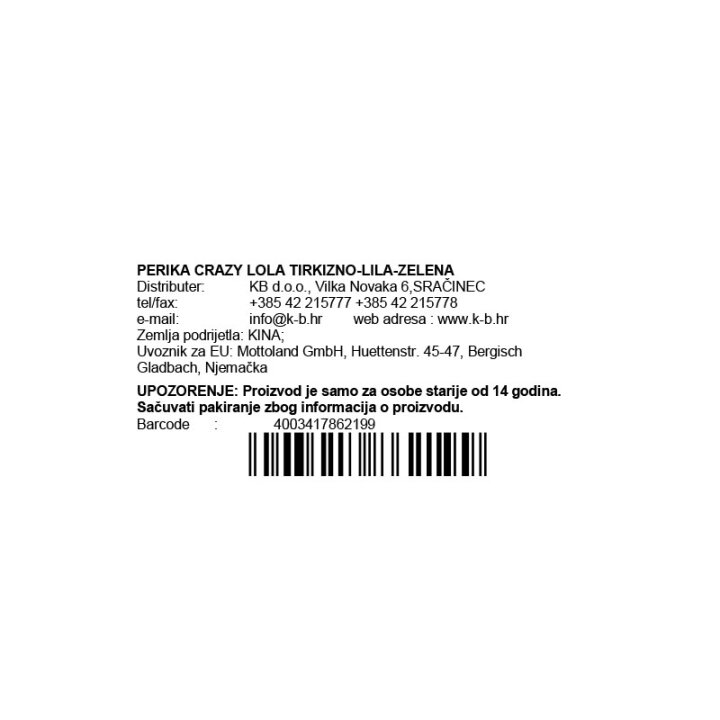 PERIKA CRAZY LOLA TIRKIZNO-LILA-ZELENA