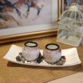 SVIJEĆNJACI KERAMIČKI ZA LUĆICE 2/1 NA PODLOŽNOJ TACNI 26x10 cm