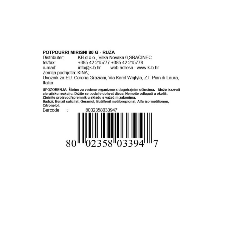 POTPOURRI MIRISNI 80 G - RUŽA