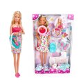 LUTKA STEFFI LOVE TRUDNICA NEW BORN BABY S PRIBOROM U KUTIJI 32x6x20 cm